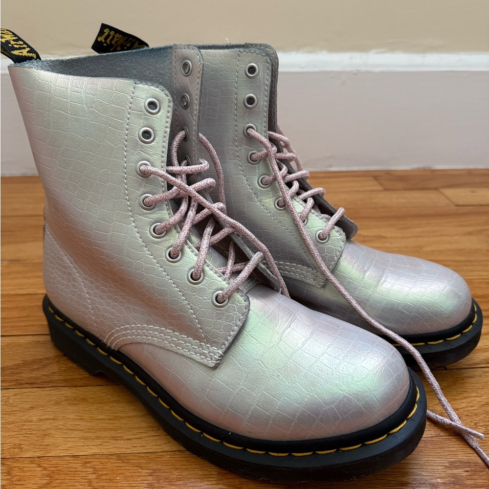Doc Marten 1460 Pascal Cream Iridescent Alligator Boots W9